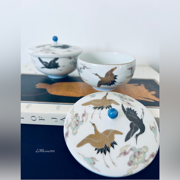 2 Sets of Japanese Fine Porcelain Arita Fukagawa Lidded Teacups  | - Picture 3 of 8